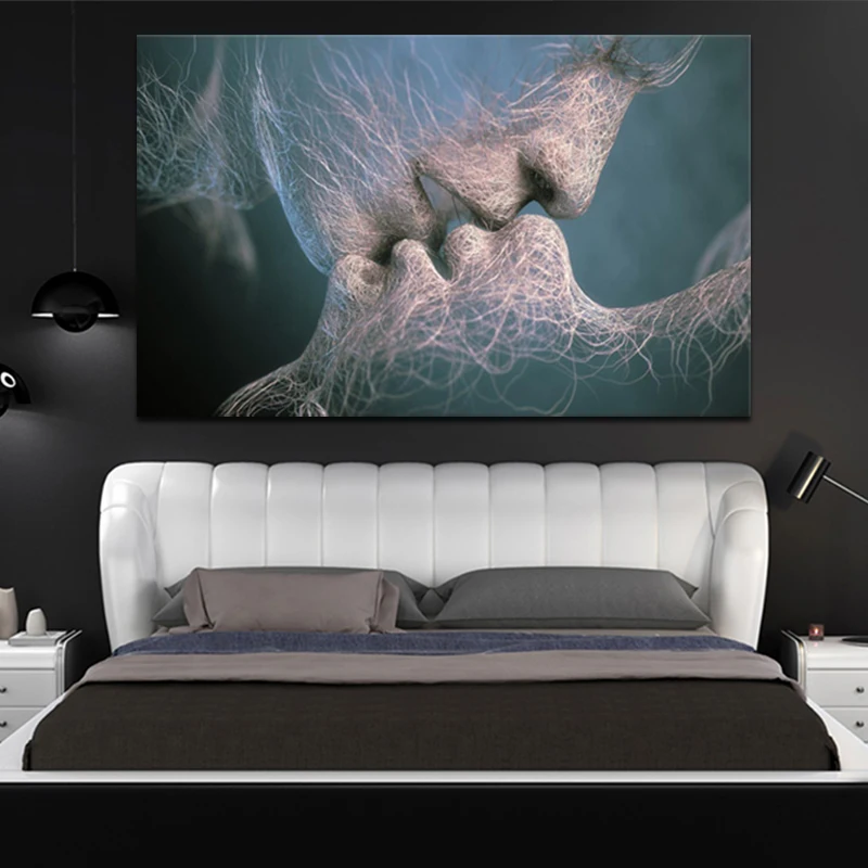 OUCAG Abstract Love Kiss Oil Painting Print Canvas Unframed Art Gift Pictures Decoration For Living Room Office Poster | Дом и сад
