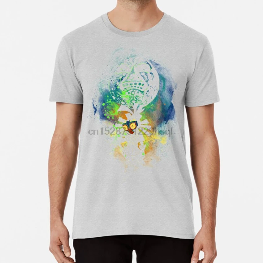 Majora Art T shirt zelda link hyrule gaming video games triforce majoras mask skull kid | Мужская одежда