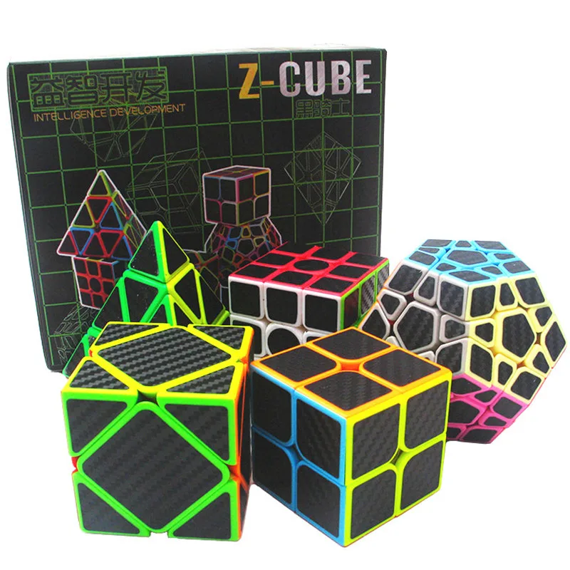 Zcube набор из углеродного волокна черного рыцаря 2x2x2 3x3x3 Пирамида Megaminx Skew волшебный