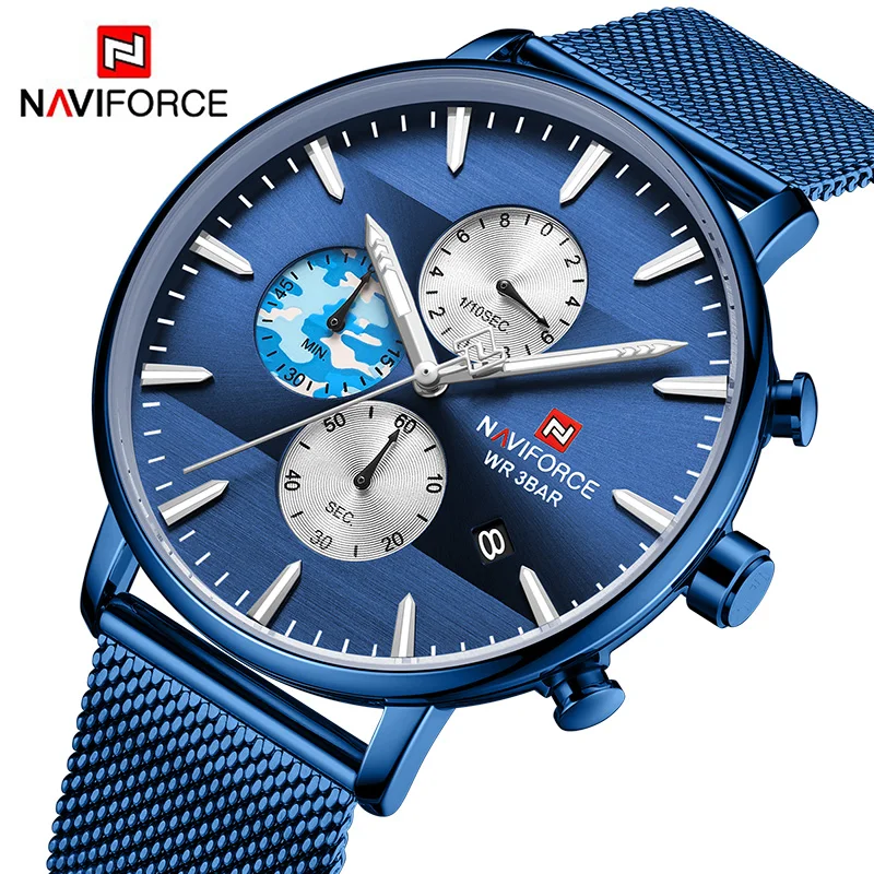 Naviforce мужские часы ультра тонкие синие модные кварцевые 2019 люксовый бренд s