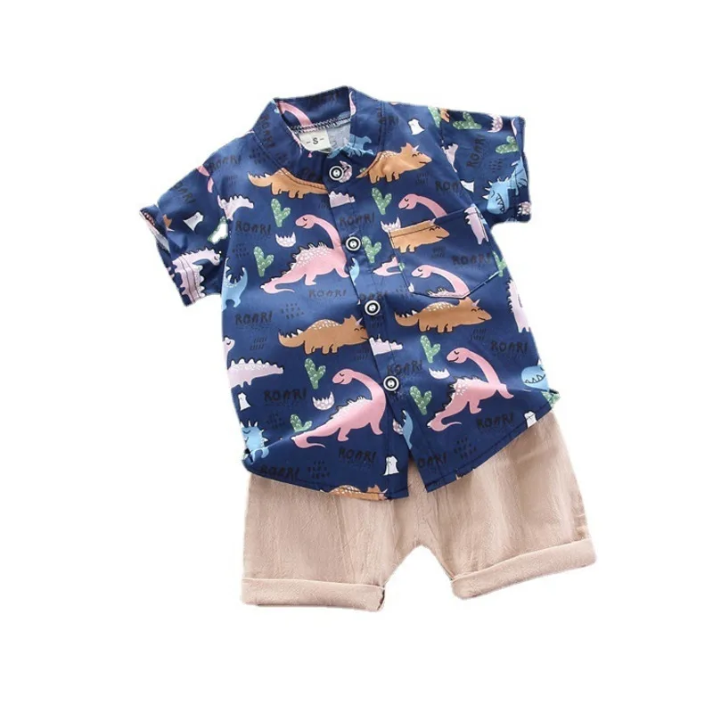 

Модный новый летний костюм для малышей, детская мультяшная Повседневная рубашка и шорты для мальчиков, 2 шт./компл., одежда для активного отд...