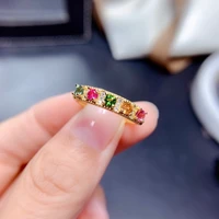 925 new fashion temperament simulation tourmaline yellow gold candy color adjustable ring for women exquisite jewelry wholesale