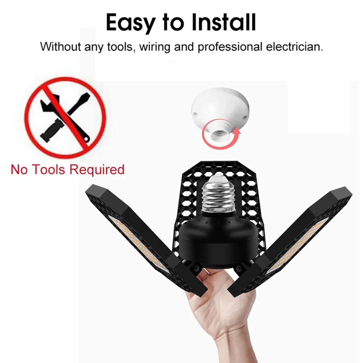 

Super Bright Industrial Lighting 40W 60W 80W E27 Led Fan Garage Light 8000LM 85-265V 2835 Led High Bay Industrial Lamp for works