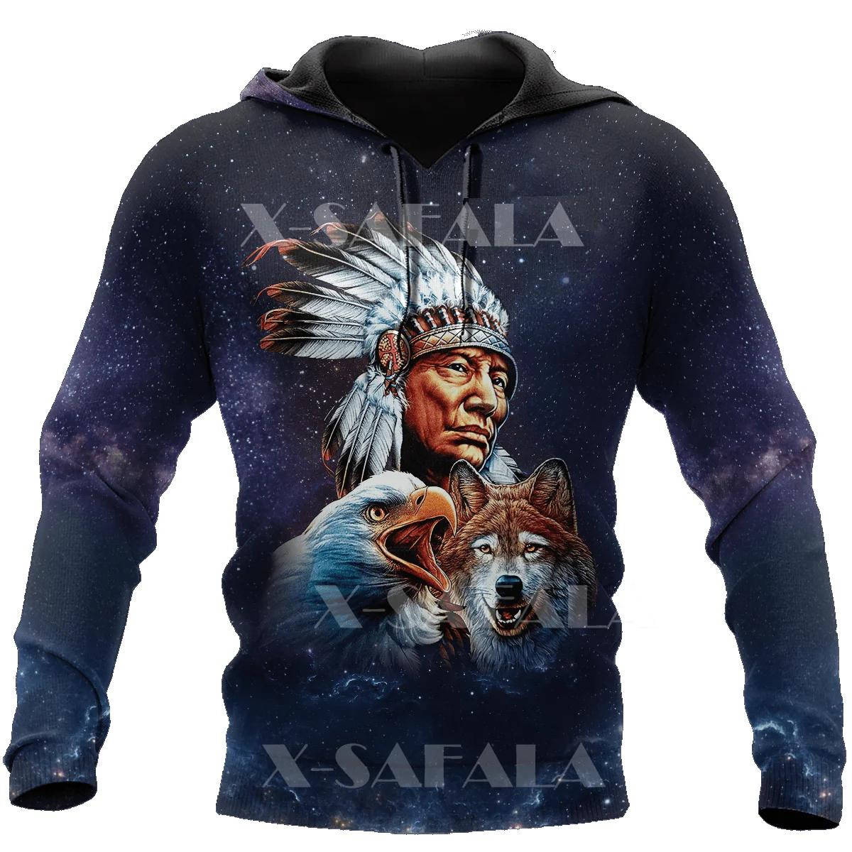 

Толстовка унисекс на молнии, с принтом волка, Орел, перо