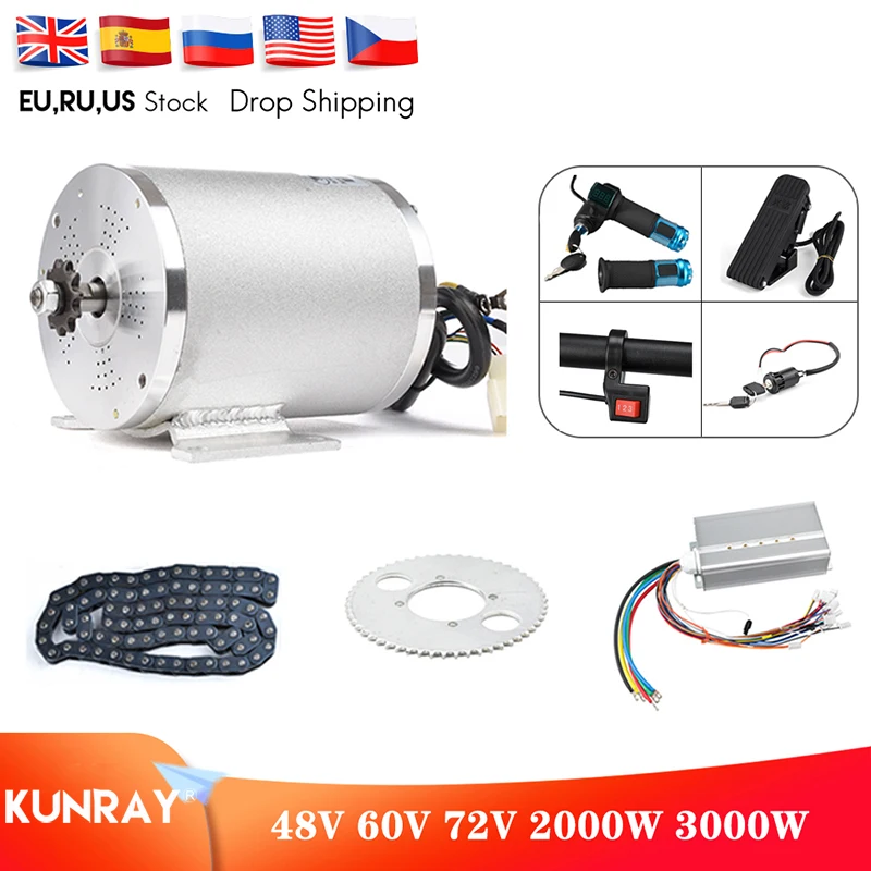 Электрический самокат комплекта мотор электрический Go kart комплект 2000W 3000W 48V-72V Электрический мотор для катания на скейтборде, фара для электровелосипеда в моторный контроллер 50A - изображение