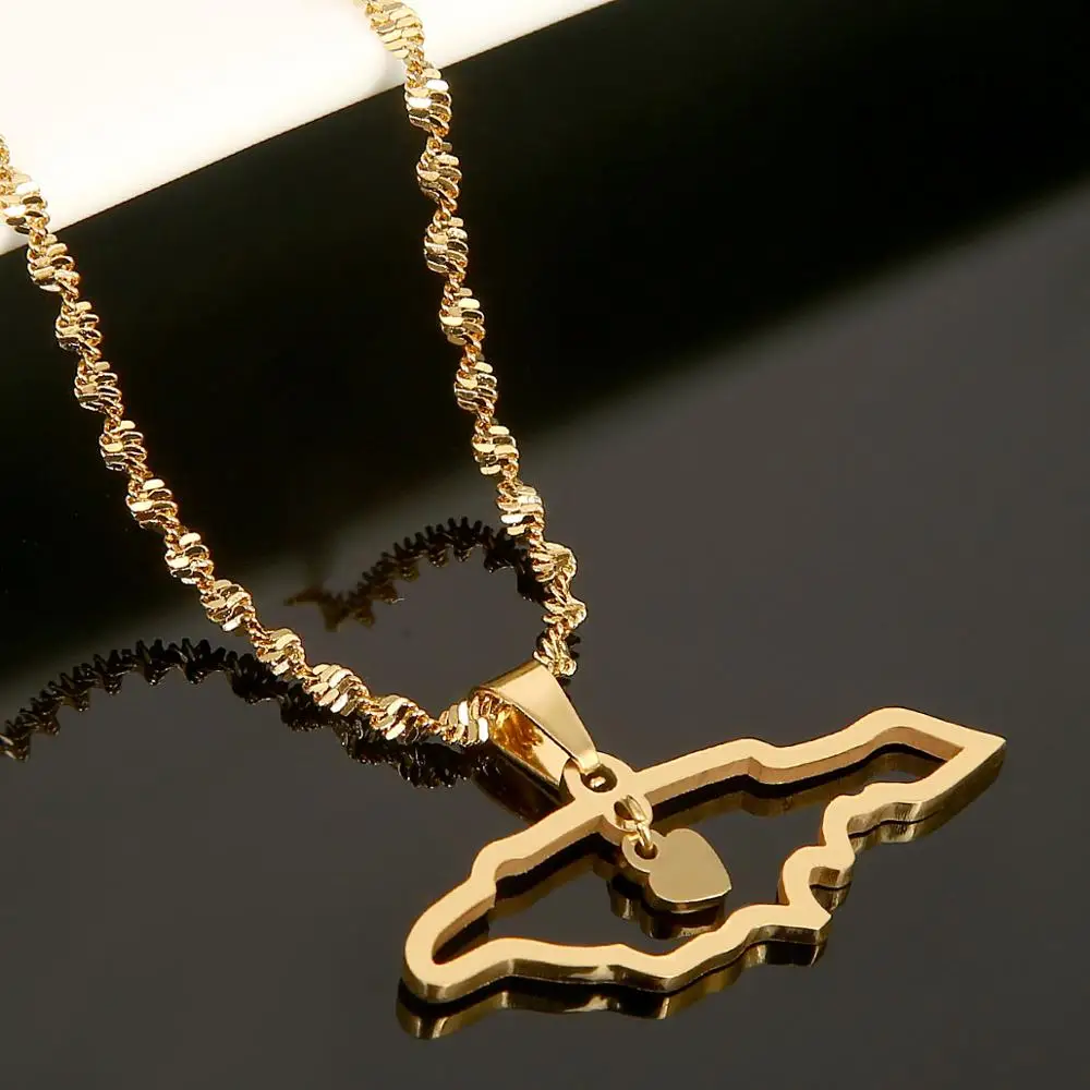 Ожерелье с подвеской в виде карты из нержавеющей стали золотого цвета | Украшения