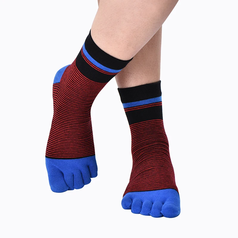 

1 Pair Five Finger Socks Men's Colorful Cotton Blend Sports Striped Breathable Comfortable Shaping Anti Friction Socks With Toes