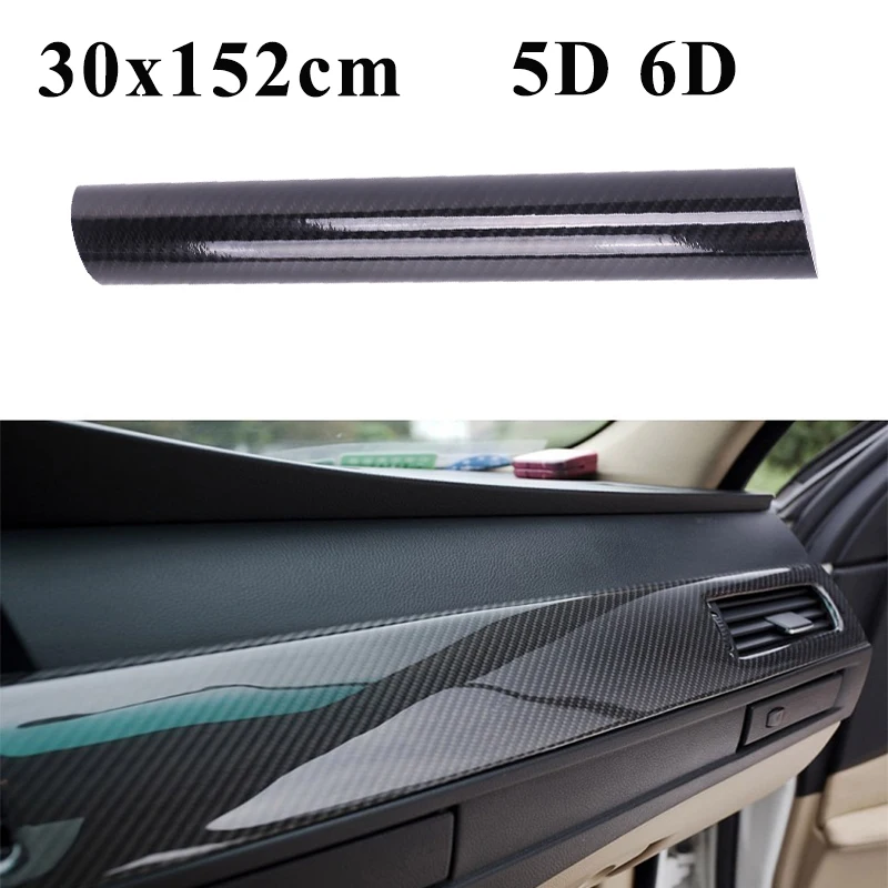 

30x152 см 5D 6D виниловая пленка из углеродного волокна для украшения автомобиля Глянцевая наклейка для стайлинга автомобилей покрытие для мото...