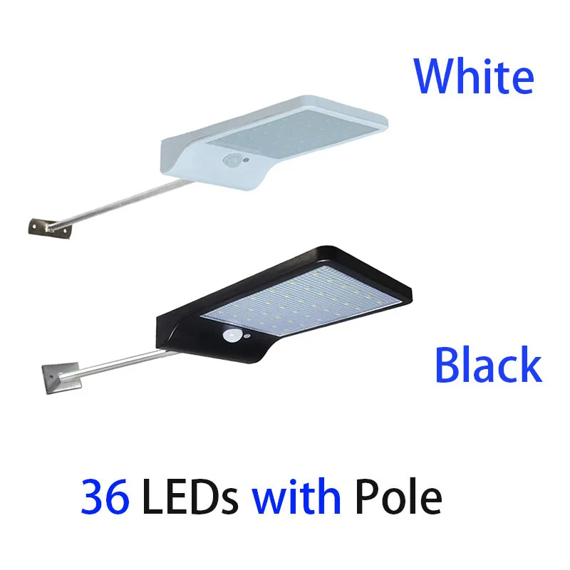 36 LEDs with Pole Солнечный уличный светильник для сада, светодиодный уличный светильник с датчиком, лампа на солнечной энергии, водонепроницаемый садовый Точечный светильник - Испускаемый цвет: 36 LEDs with Pole