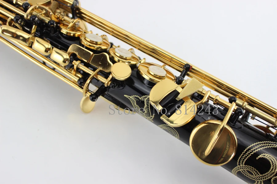 MARGEWATE сопрано саксофон черный никель Золото B плоский Sax роскошная резьба с