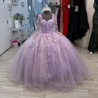 Светильник, фиолетовое бальное платье, пышное платье 2020, с аппликацией и длинными рукавами, милое платье 16, пышные платья, vestidos de 15 aos 2020
