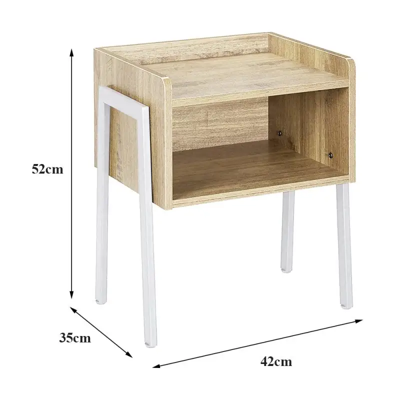 

Oak Color Bedroom Cabinet Industrial Style Bedside Table 42 X 35 X 52 Cmparticle Board White Steel Pipe Waterproof Veneer HWC