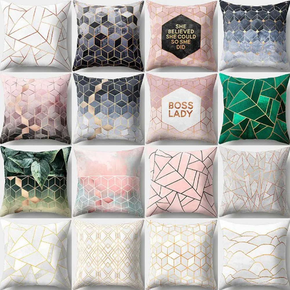 

Hot Geometric Printed Polyester Throw Pillow Cases Home Supplies Sofa Cushion Cover Car Decoration Pillowslip Good Quality