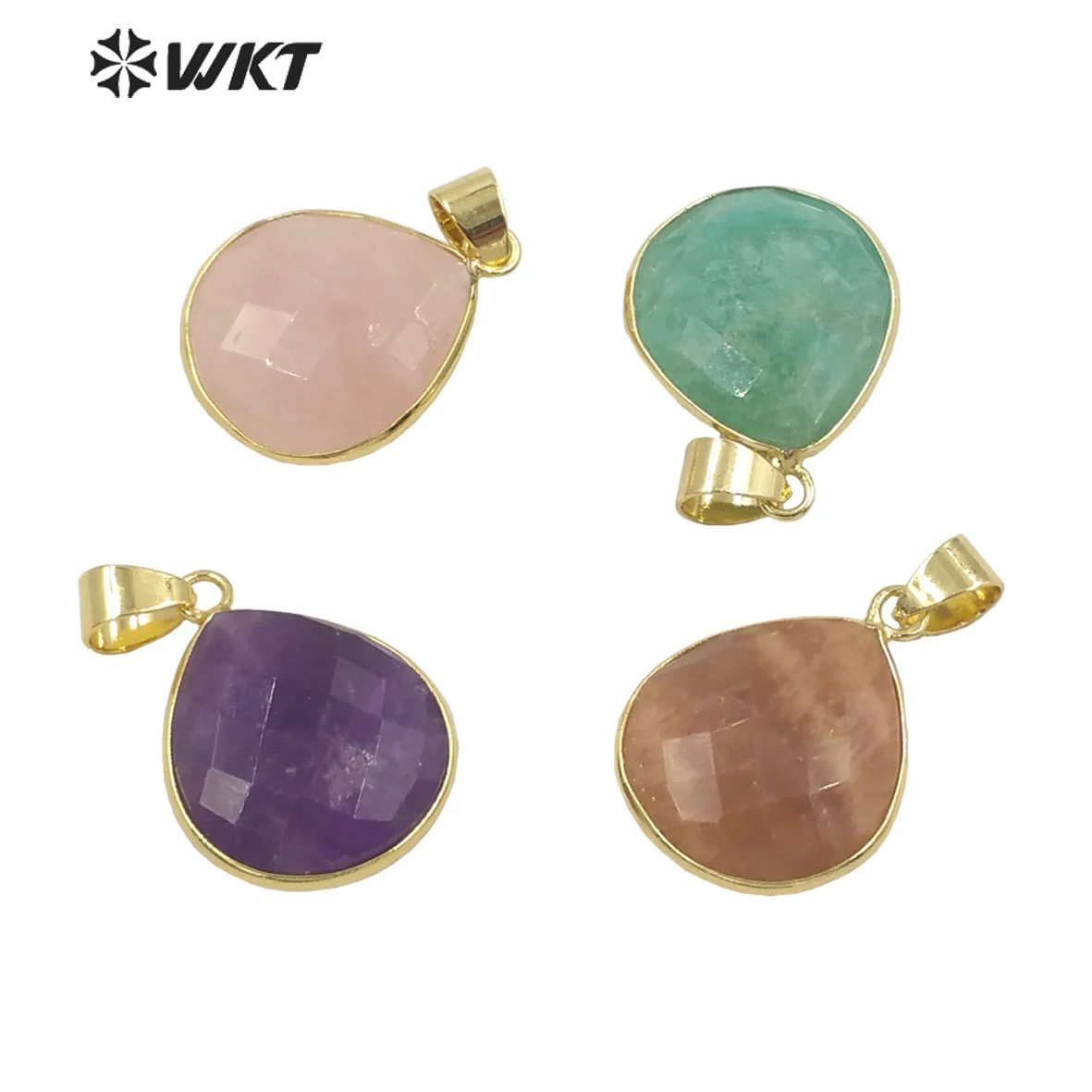 

WT-P1740 2021Amazing natural crystal stone pendant drop shaped pendant elegant women necklace or earrings in seven colors