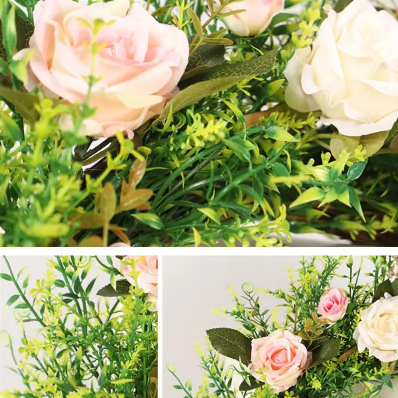 

Simulation Hippocampal Grass Rose Hanging Garland Flower Wall Hanging Wreath Hanging Ornament Home Door Decoration Festival