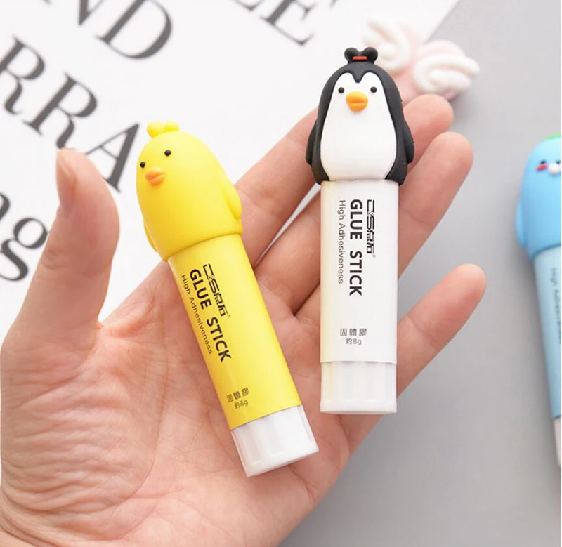 Высококачественная Милая мультяшная школьная однотонная клейкая палочка