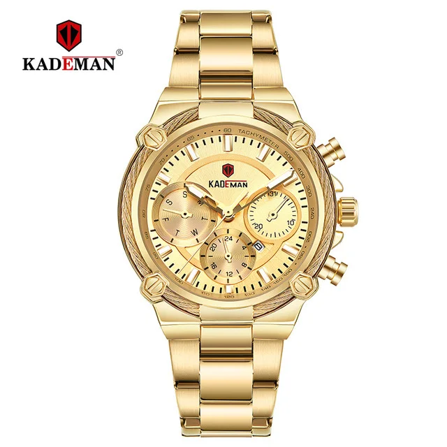full gold KADEMAN женские часы, роскошные модные женские водонепроницаемые кварцевые часы, Топ бренд, золотые полностью стальные повседневные женские наручные часы - Цвет: full gold