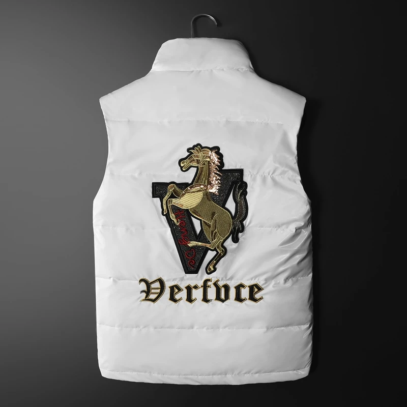 White duck down vest winter solid color new trend cool men's down vest men's printed down vest coat high quality good goods