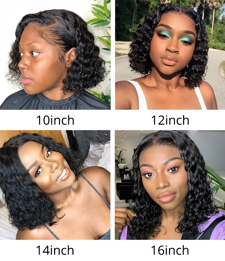 

Angelbella Water Wave Bob Wig 16 Inch Brazlian Remy Bob Human Hair Wigs T Part Lace Front Wig Water Wave Closure Wigs For Women