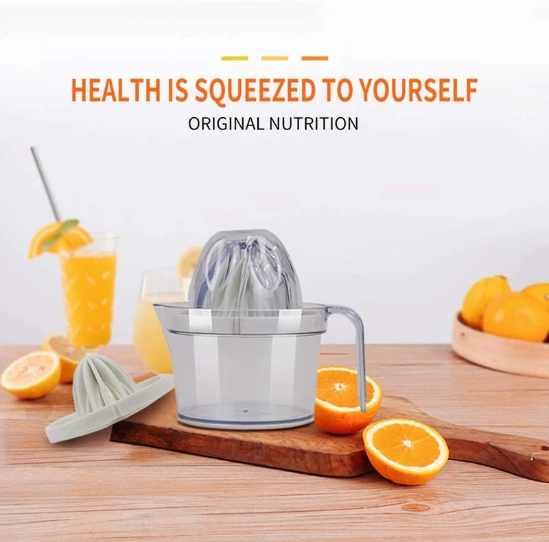 

Lemon Citrus Juicer,Manual Hand Orange Squeezer with Built-in Measuring Cup and Reamers and Grinders,Egg Separator,White