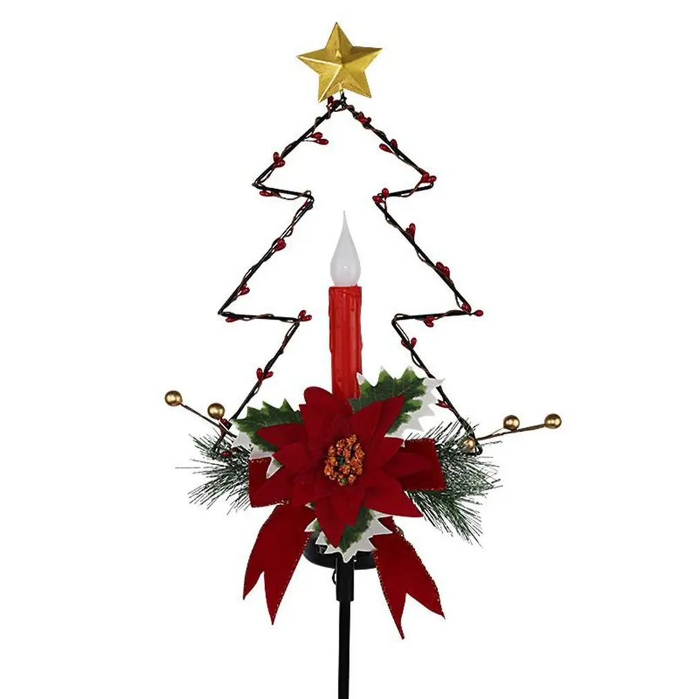 2PCS Solar Christmas Decoration Outdoor LED Lights Waterproof Solar Christmas Candle Channel Lights Graveyard Decoration