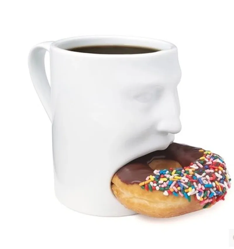 

Creative Ceramic Mug Face Cup Restaurant Novelty Coffee Cups Home Breakfast Bread Soak Biscuit Mugs Valentine's Day Couple Gift