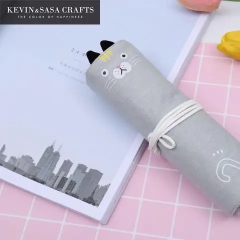 Чехол для карандашей с милым котом тканевый чехол и милые школьные Канцтовары