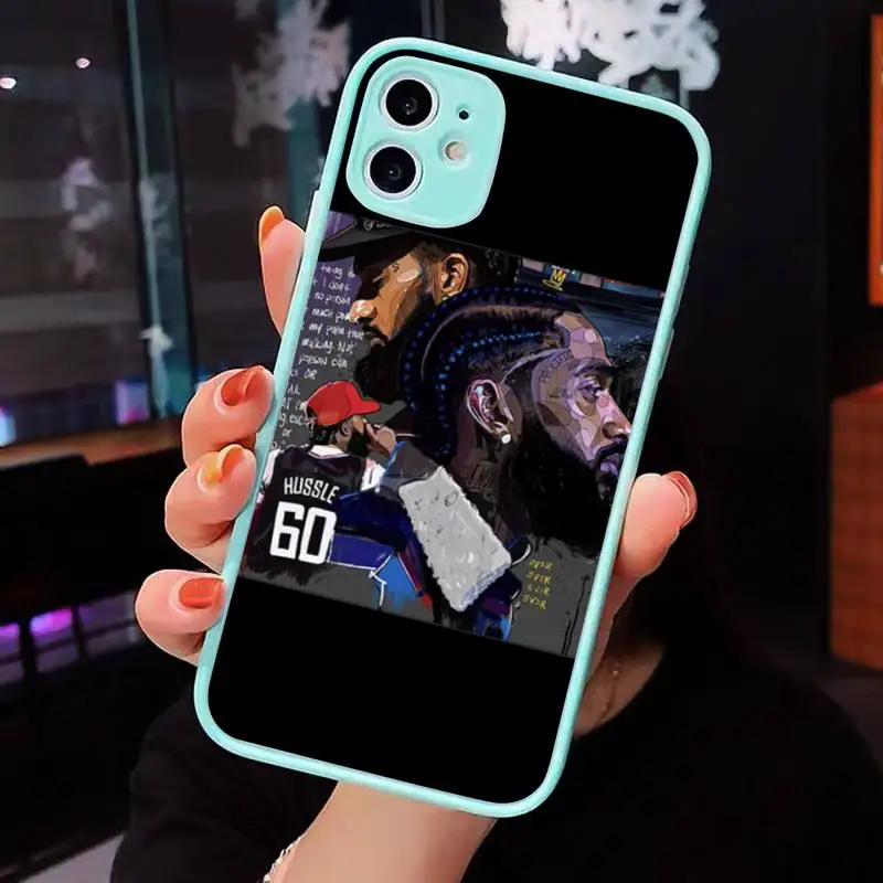 

Rapper Nipsey Hussle Phone Case Matte transparent For blue iPhone 12 Mini 11 Pro XR XS Max 7 8 Plus X Back Cover