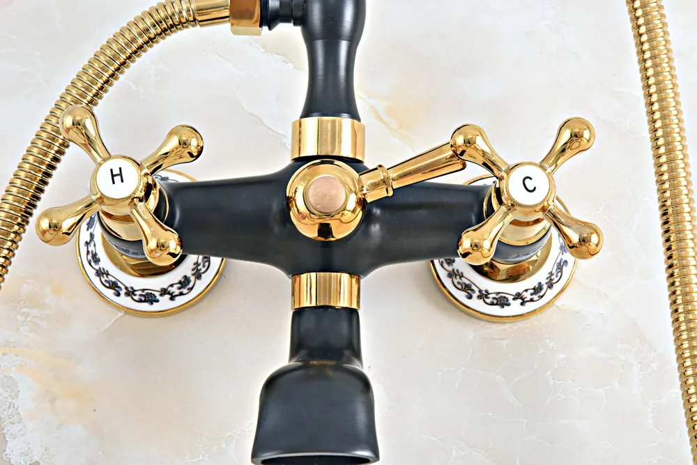 Цвета: черный золотистый Цвет Латунное настенное крепление Ванна смеситель