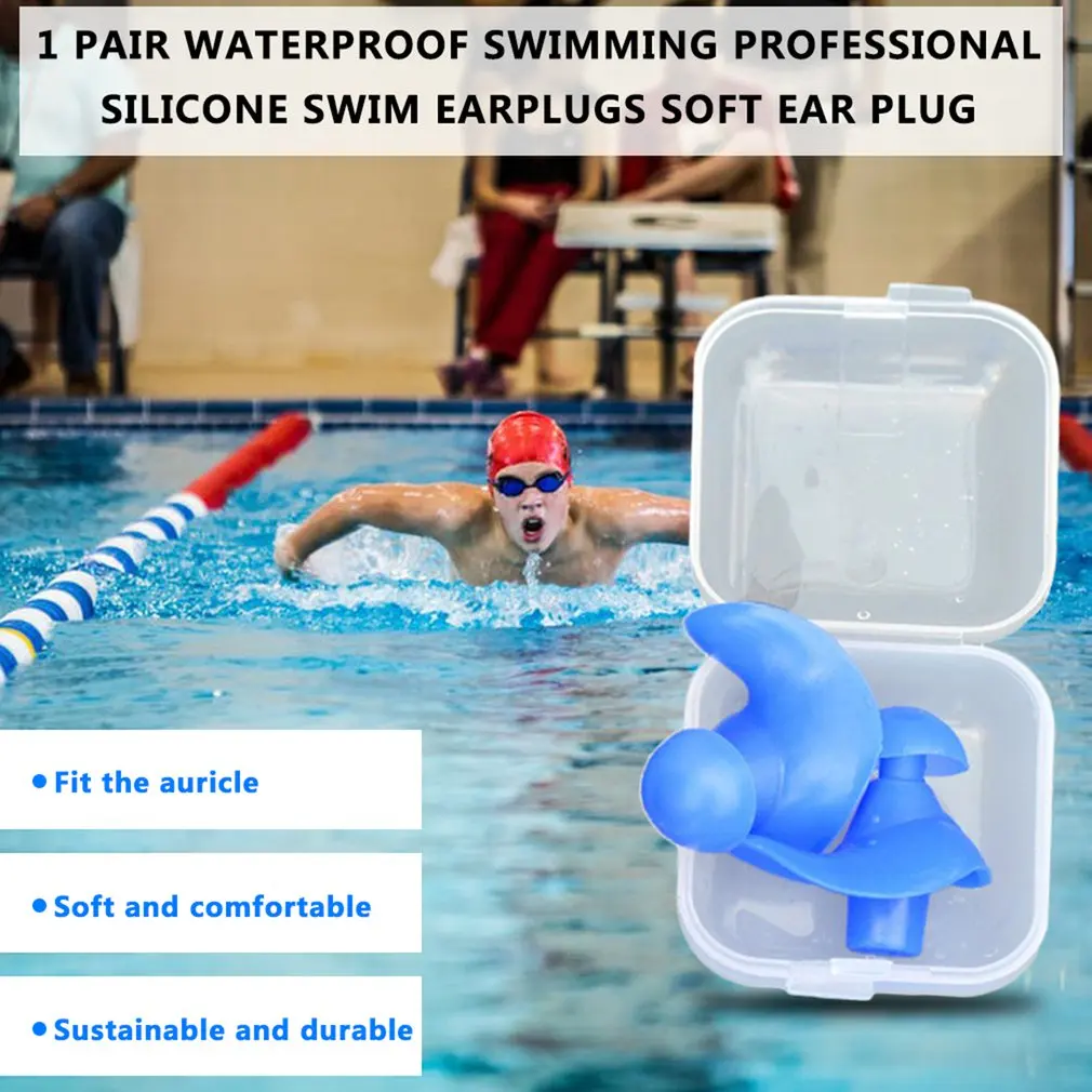 1 Pair Waterproof Swimming Professional Silicone Swim Earplugs Soft Anti-Noise Ear Plug for Adult Children Swimmers |