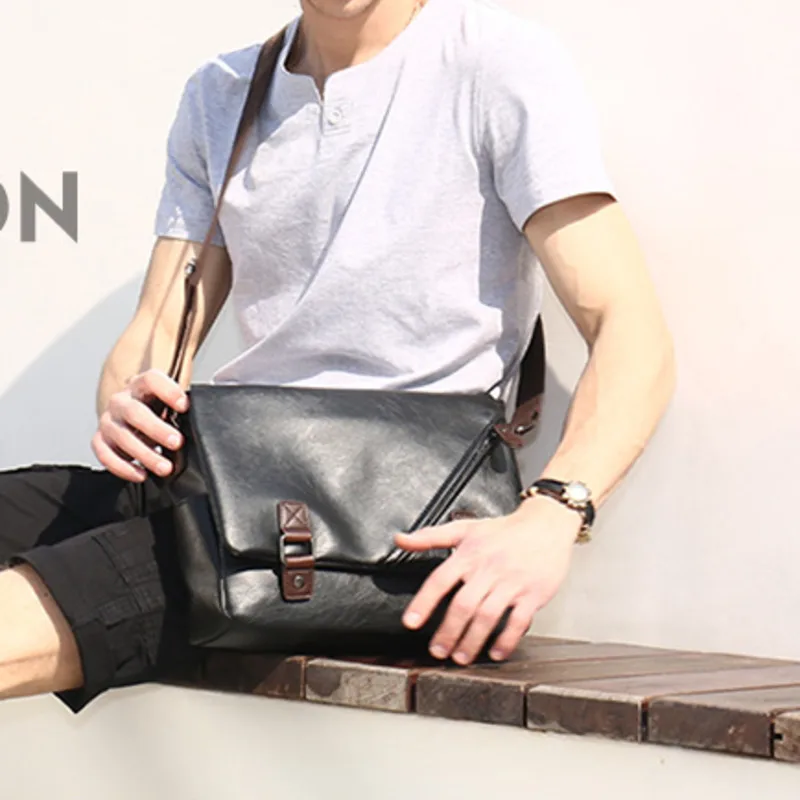 Fashion And Leisure Men's Shoulder Messenger Bag 2021 Men HandBag Slant Cross Leather Manufacturer  Hair Briefcase
