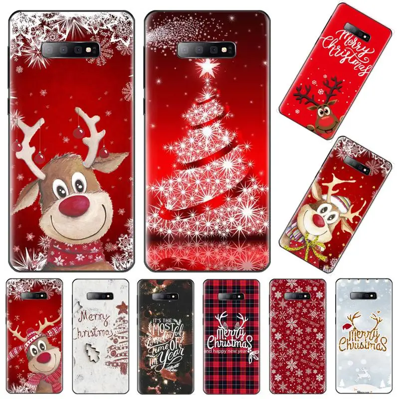 

Merry christmas New year Phone Case For Samsung Galaxy S7 S8 S9 S10 S10e S20 s21 s30 plus lite Ultra 5g