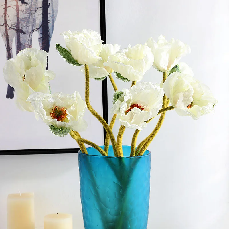 

65cm Single Poppy Artificial Flower Home Hotel Restaurant Bedroom Decoration Flower Wedding Photography Flower Arrangement DIY