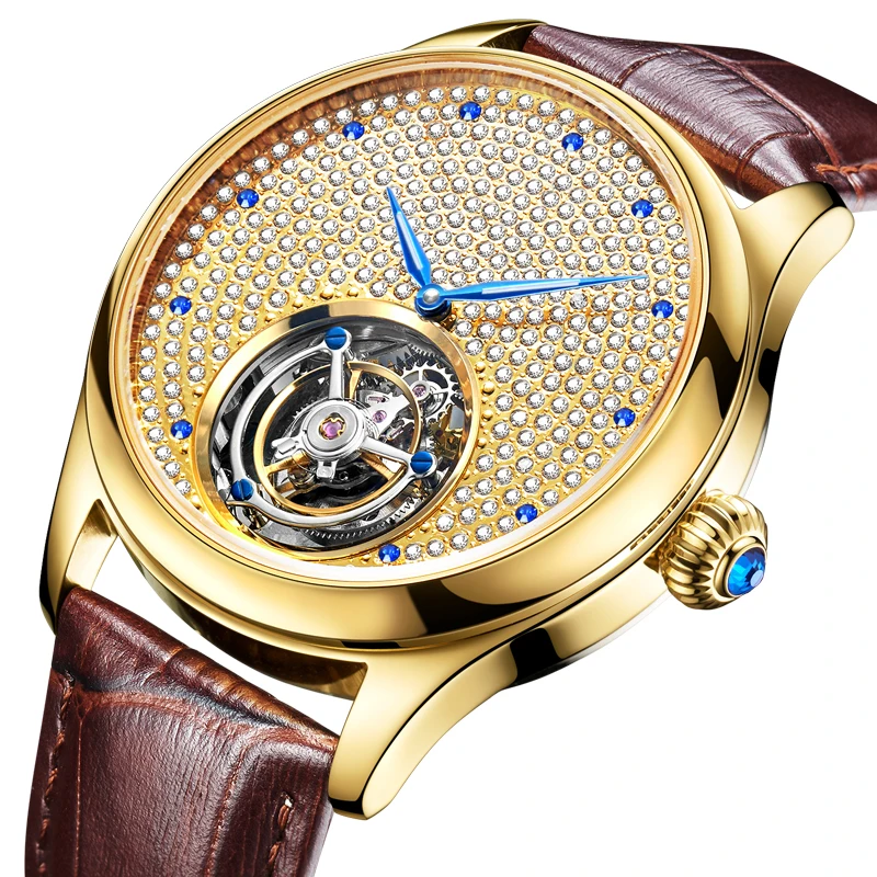 

Tourbillon Watch Automatic Mechanical Sapphire Mirror Diamond Luxury Brand Business Men Watches Top Gift Pilot Men Wristwatch