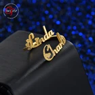 Goxijite 2021 модные пользовательские матированные именные кольца для женщин Персонализированные двойные именные Регулируемые кольца из нержавеющей стали парные подарки