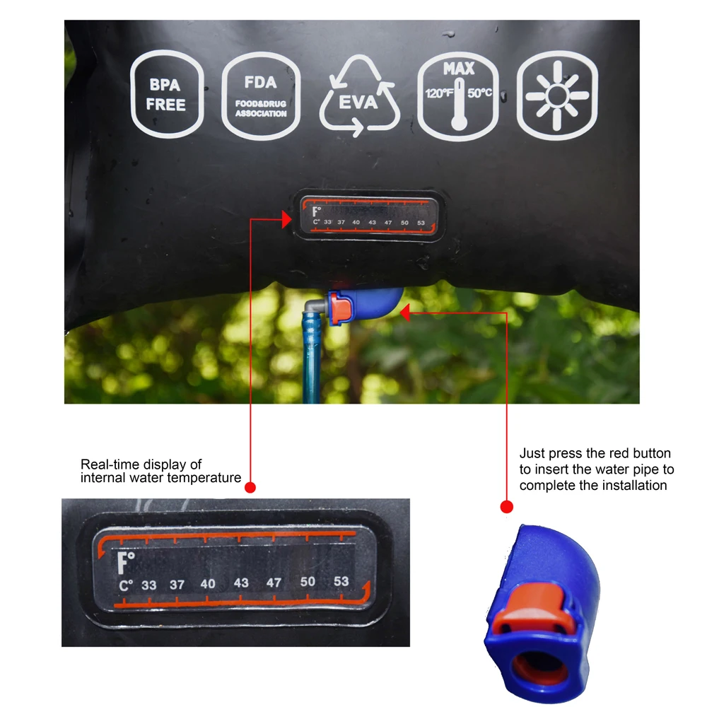 

AFISHTOUR 18L EVA Pressure Shower with Foot Pump Lightweight Outdoor Inflatable Shower Pressure Water Bag Camping Equipment