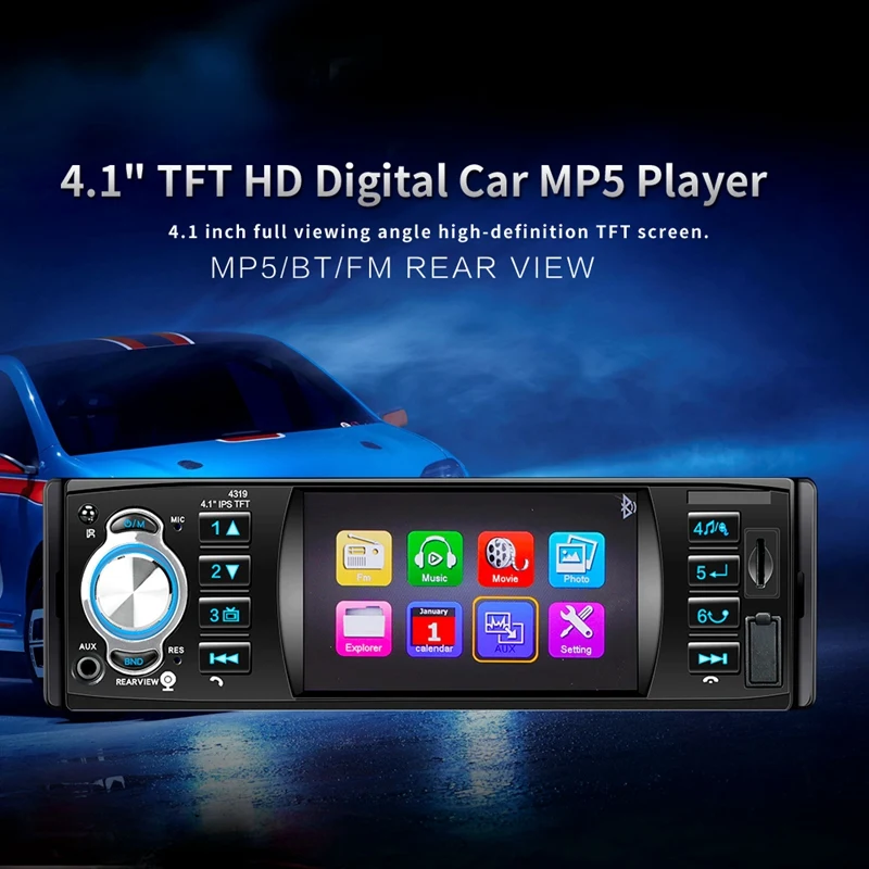 

Car Player,4.1 Inch Bluetooth Car MP5 Player Car Mp4 Wireless Handsfree Reversing Image with Reversing Camera