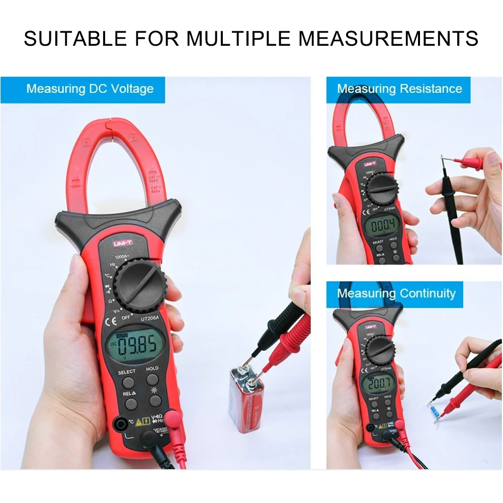 UT205A UT206A Digital Clamp Meter AC/DC Current Voltage Auto Range VFC Capacitance Non Contact Multimeter | Инструменты