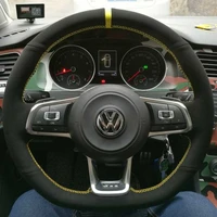 car steering wheel covers diy hand stitched soft black suede for volkswagen golf 7 mk7 gti r vw polo scirocco 2015 2016
