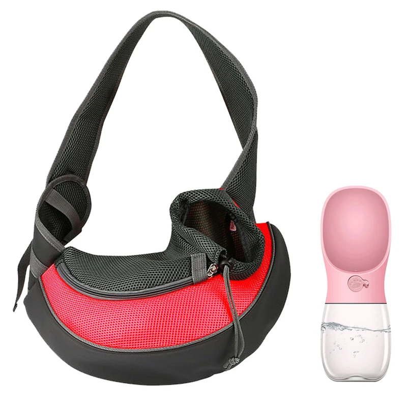 Red with Bottle Pet Puppy Carrier S/M Открытый Путешествия собака сумка сетка Оксфорд один комфорт слинг Сумочка Сумка - Цвет: Red with Bottle