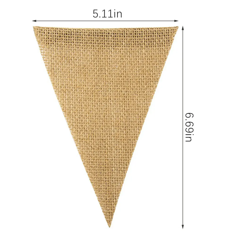 

3Meter 13 Flags Vintage Jute Hessian Burlap Bunting Banner Wedding Party Photography Props Celebration Party Decoration Banner