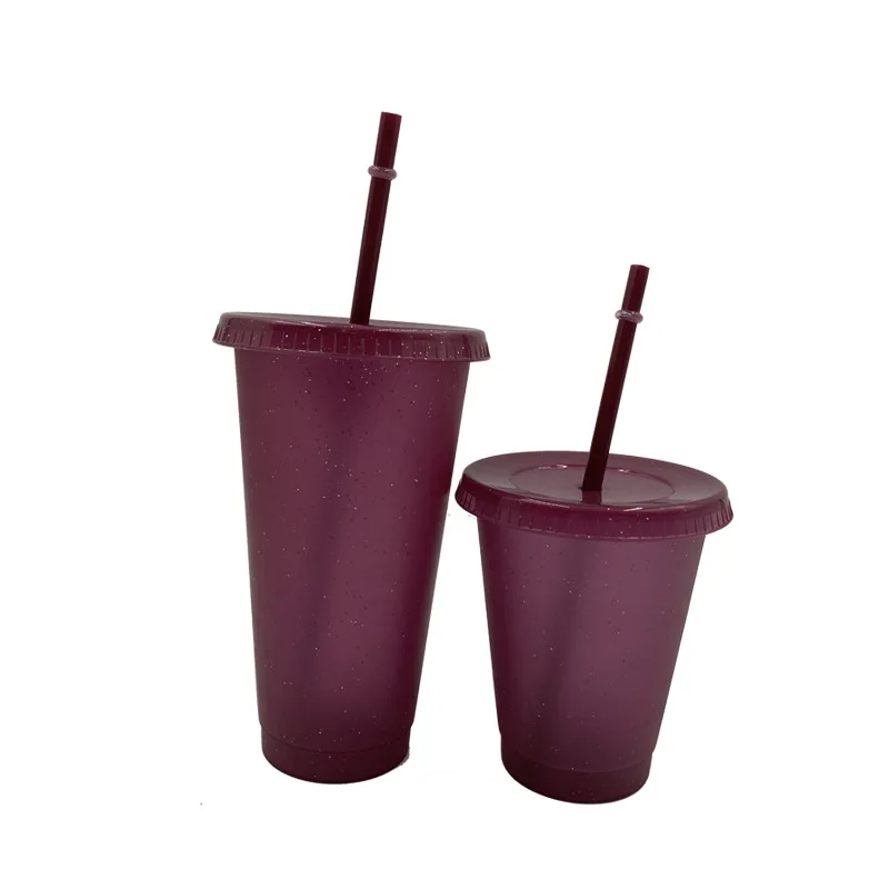 

Creative Plastic Straw Cup Sequined Glitter Cup Colorful Coffee Juice Straw Mug With Lid Thermochromic Cup Outdoor Portable Cup
