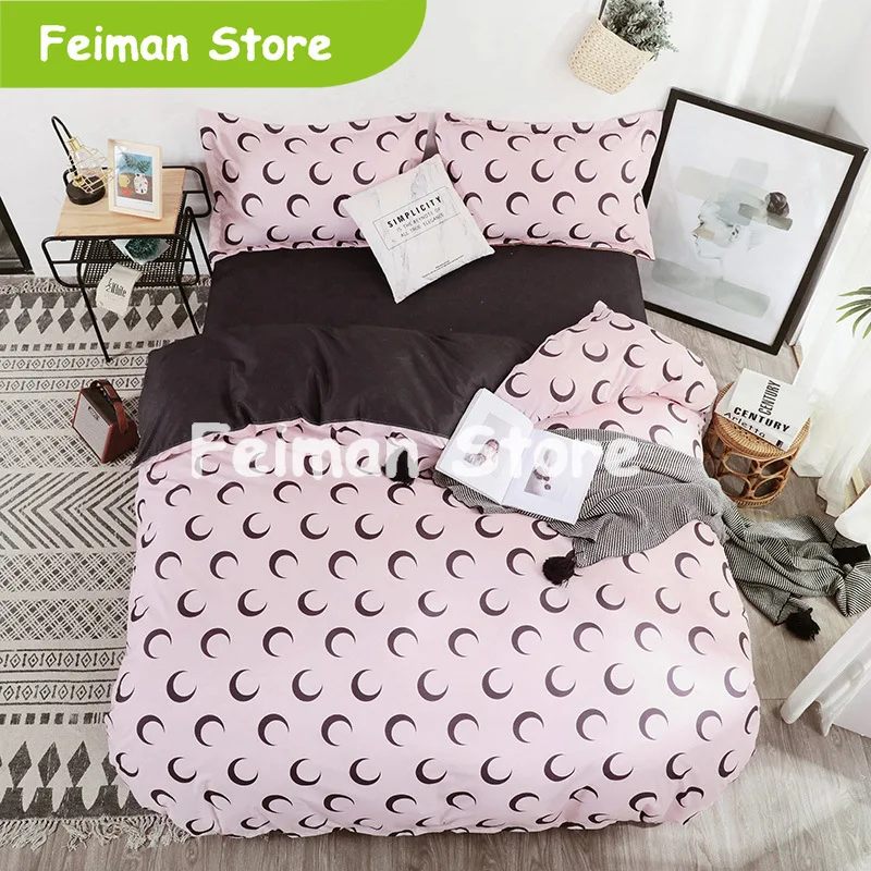 Лавандовый Комплект постельного белья Женский пододеяльник в полоску летний