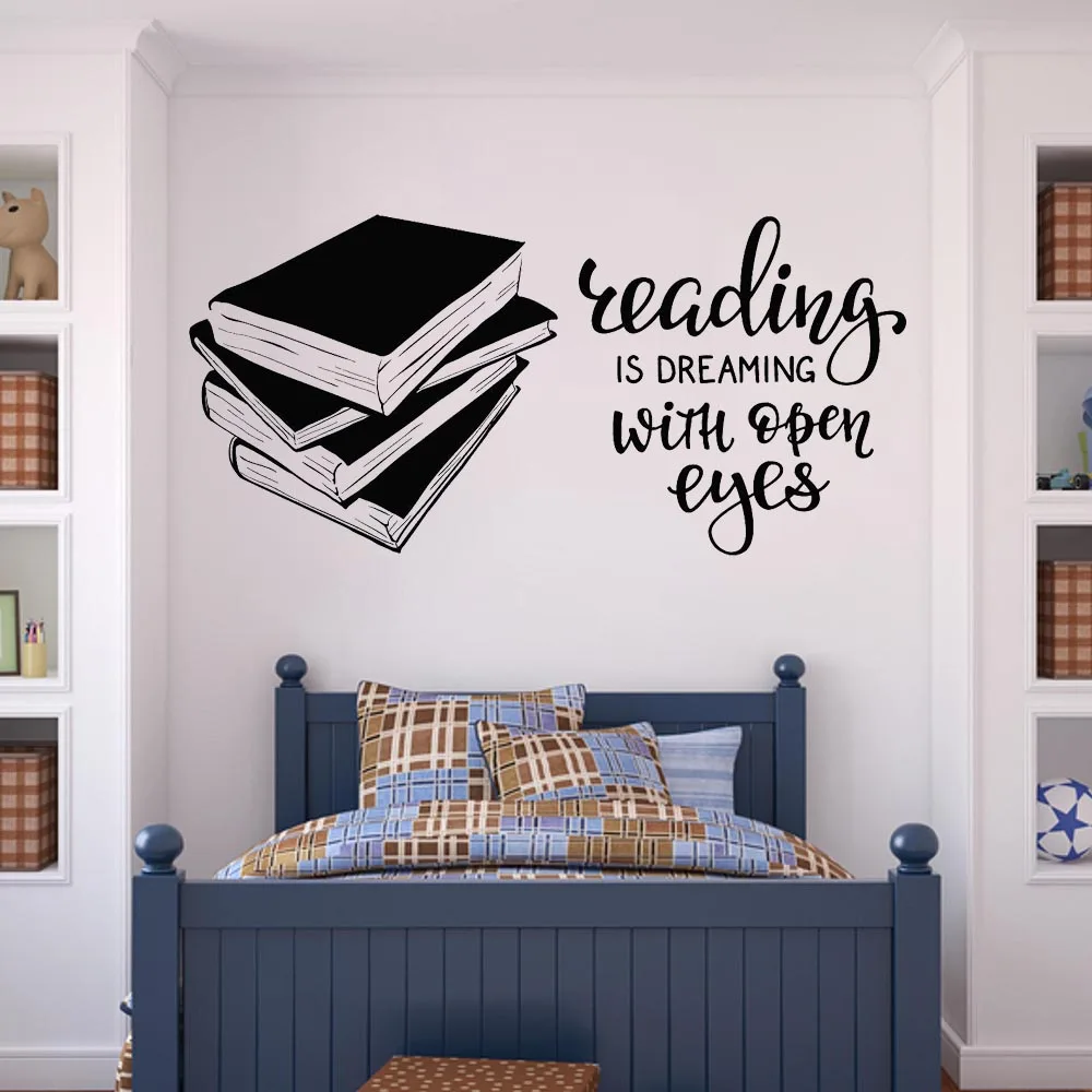 

Books Vinyl Wall Decal Quote Library Reading Room Art Decor Stickers Mural Teens Bedroom Wall Posters Home Decor C05