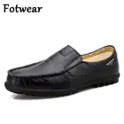 Лоферы мужские Fotwear, зимние, с мехом, повседневные, кожаные, офисные, большие размеры, плюшевые, без застежек, на плоской резиновой подошве