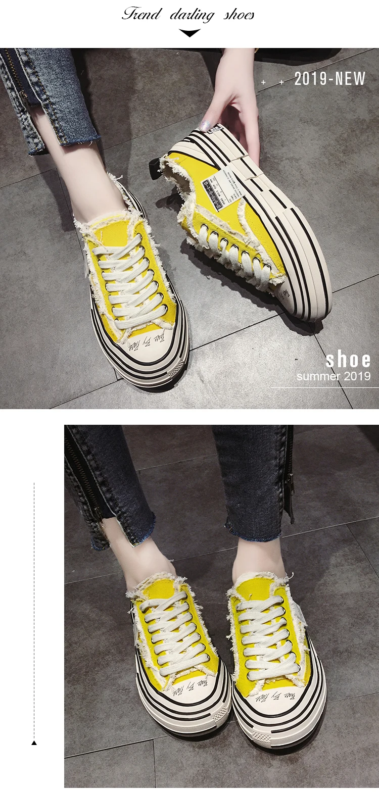 Trend Canvas Shoes Female Sponge Cake Thick-soled vulcanized Shoes Net red with Casual Retro Shoes Student Sports Shoes