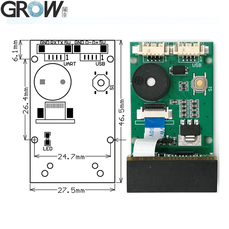 GROW GM67 1D 2D USB UART сканер штрих-кода Qr-кода считыватель модулей для Android | Компьютеры и