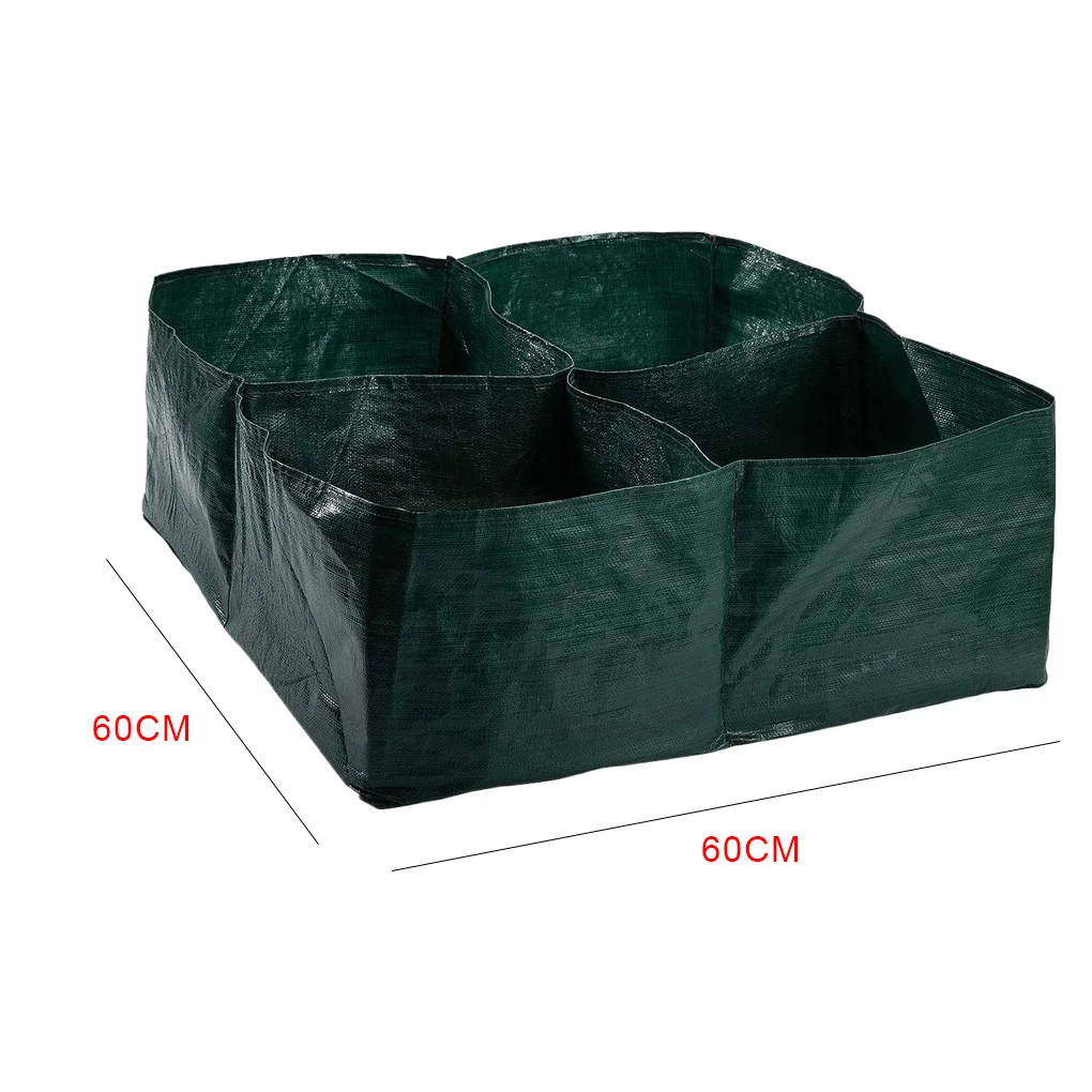 

4 Divided Grids Square Planting Container Grow Bag PE Fabric Plants Flowers Vegetables Planter Pot Raised Garden Bed