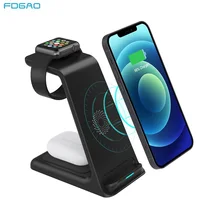 15W 3 In 1 Qi Wireless Charger Fast Charging Station For IPhone 12 11 XR XS X 8 Apple Watch 2 3 4 5 6 AirPods Pro Chargers Dock