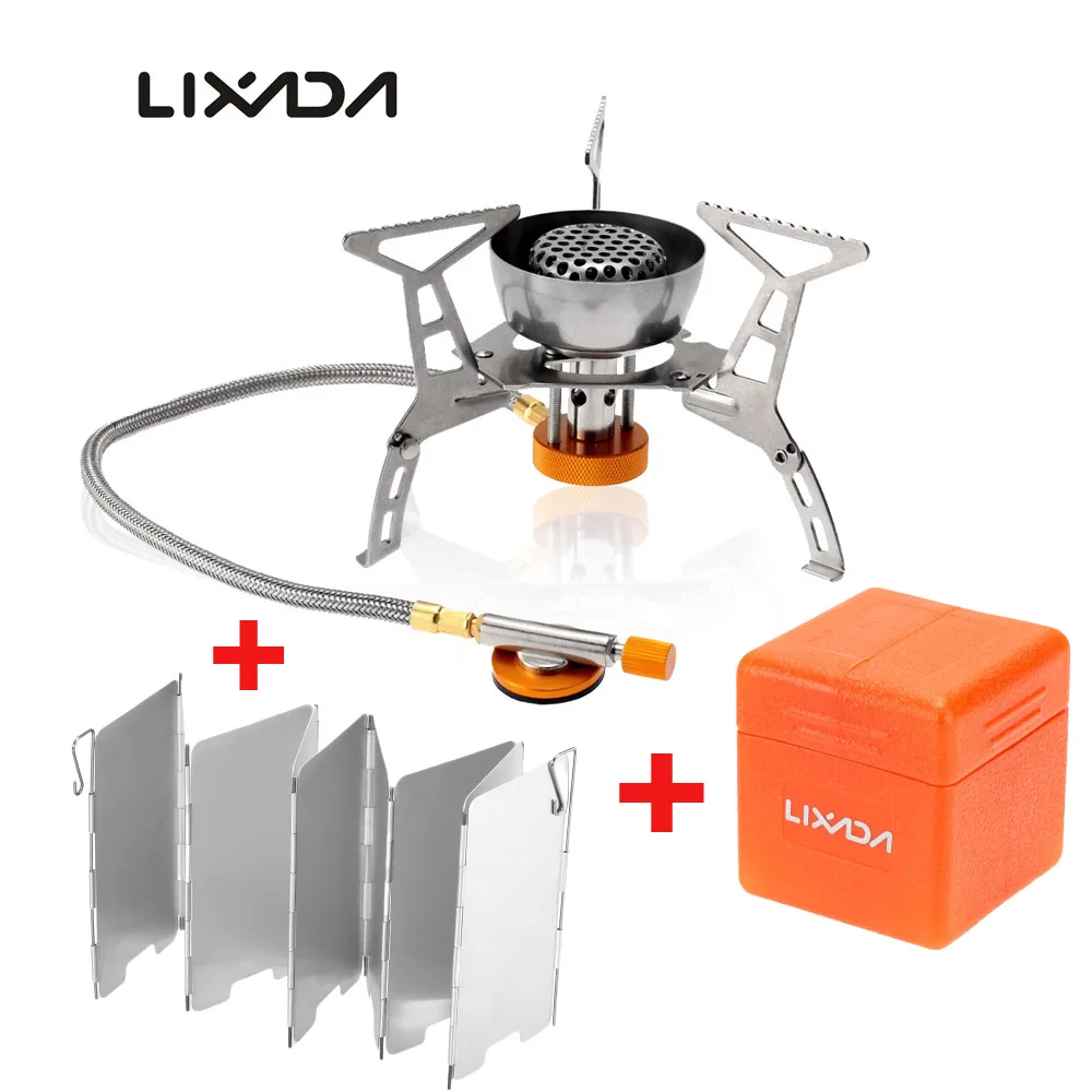 Уличная плита Lixada мощностью 3200 Вт ветрозащитная газовая Бутановая горелка